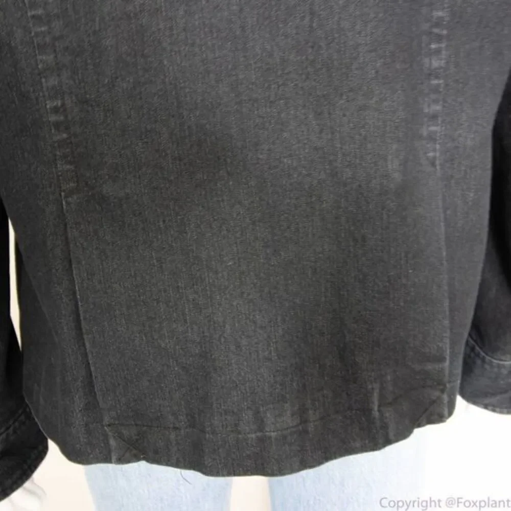 NWOT Attention women's black jean jacket‎ with epaulette, size 14